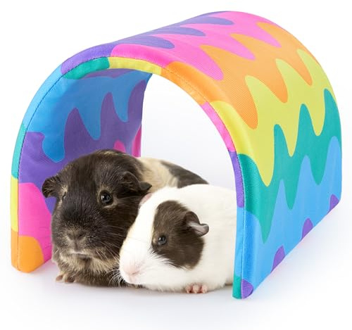 Bienbee Guinea Pig Tunnel, Guinea Pig Hideout, Washable Rabbit Tunnel and Bunny House, Rabbit Toys in Cages for Guinea Pig Bunny Rabbit Small Animal Rainbow Wave