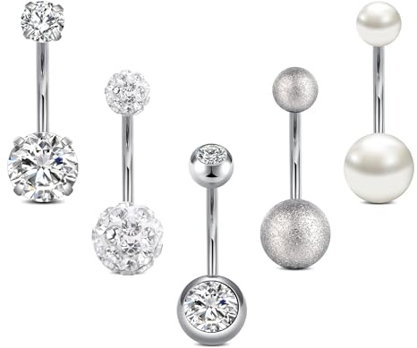 incaton 14G Piercing Ombligo Extra Largo Acero Inoxidable 6mm，8mm，10mm, 12mm, 14mm
