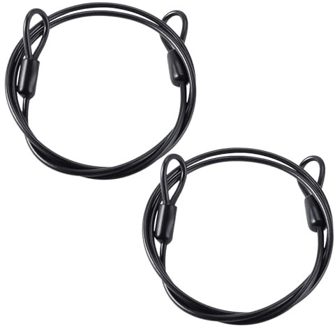 2 Stück Kabelschloss, Drahtseil mit Ösen, Drahtseilschloss, Diebstahlsicherungsseil, multifunktionales Drahtseil, Outdoor-Werkzeuge, Fahrrad-Sicherungsseil, Edelstahl-Sicherheitsseil (schwarz)