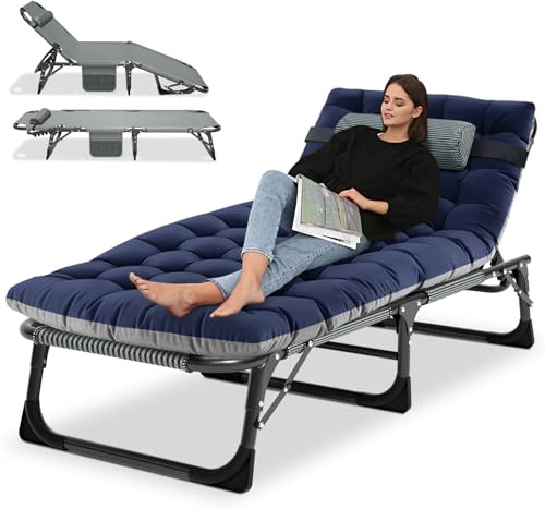 Ryuhic Folding Camping Beds for Adults, Heavy Duty Outdoor Camping Cot with Mattress, Oversized Portable Sleeping Bed for Camp Home Office Use