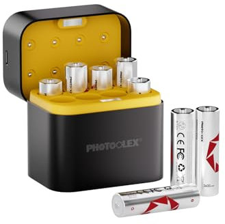 PHOTOOLEX Batería Recargable AA de Litio de 1,5 V, Gran Capacidad de 3600mWh, 1600 ciclos Largos, 8 baterías de Litio AA con Caja de Carga, Adecuada para Cámaras Digitales, Juguetes, GPS
