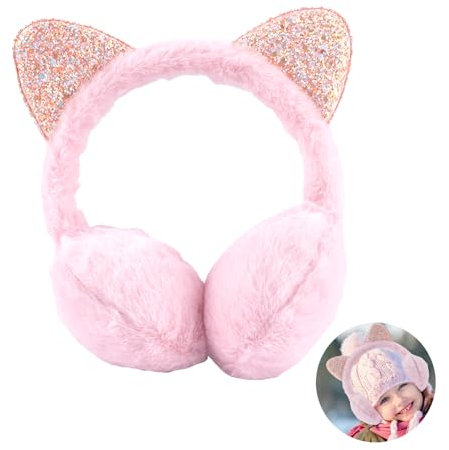 GWAWG Ear Muffs Earmuffs Winter Accessories,Fluffy Plush Adjustable Adults,Skiing Running Cat Ears Covers Protector,Pink Ear Muffs Soft Ear Cover,Earmuffs Winter Ear Warmers For Kids Girls Lady Women