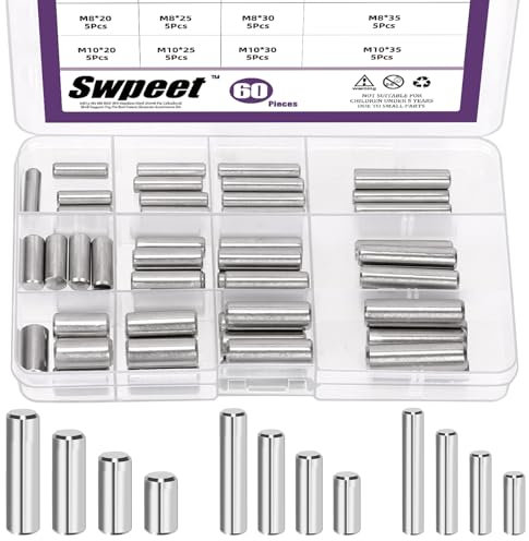 Swpeet Lot de 60 chevilles M6 M8 M10 en acier inoxydable 304 pour étagère cylindrique - Éléments de fixation pour l'entretien et la connexion (avec boîte de rangement)