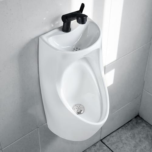 Weiß Urinal, Wandurinal Keramik an Der Wand Montierte Urinale for Männer Mit Waschbecken Und Ausziehbarem Wasserhahn Verstopfungssicheres Urinale Aus Keramik, Wassersparendes Urinal Auslaufsicheres