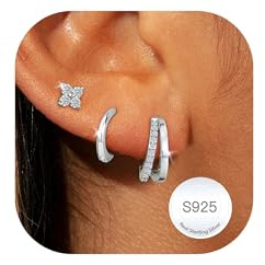 AVOTTO 3 Pair Boucles D'oreilles Femme Argent Hypoallergénique Boucles D oreilles Femme Boucle D'oreille Acier Inoxydable
