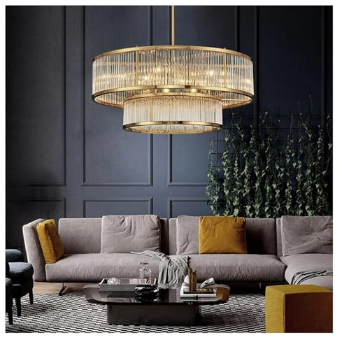 Genérico Plafon techo, Lámparas colgantes doradas for sala de estar y comedor, lámparas araña LED, luminarias suspensión(65cm)