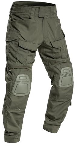 VOTAGOO G3 Combat Pants with Knee Pads Tactical Military Trousers Hunting Camo Pants for Men Rip-Stop Airsoft Gear (US, Numeric, 34, Regular, Regular, Green)