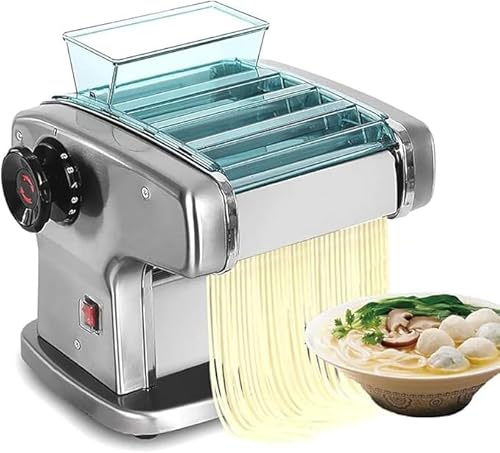 Zertylre Macchina per pasta elettrica, 135 W, in acciaio inox, adatta per la fabbricazione di spaghetti e lasagne, con 3 larghezze della lama (2,5 mm, 4 mm e 9 mm) e 9 spessori di pasta variabili (0,5