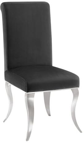 invicta INTERIOR Stuhl MODERN BAROCK Deluxe - schwarz Silber - Esszimmerstuhl Samt mit silbernen Edelstahlbeinen