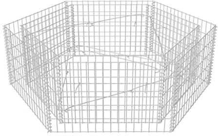 vidaXL Gabion Basket Plant Pot Hexagonal 160 x 140 x 50 cm, steel, Silver