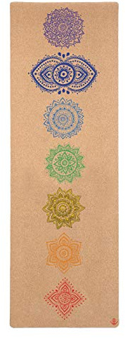 Shakti Warrior Chakra-Kork-Yogamatte – Künstler-Design, hochwertige, umweltfreundliche Matten, rutschfest, ungiftig, ideal für regelmäßiges und Hot Yoga, Pilates und Training (183 x 61 x 3 mm dick)