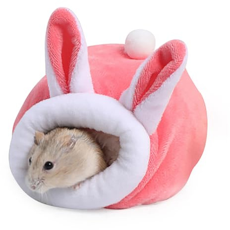 Luckious Hamster Bed - Soft and Cozy Small Animal Bedding Sleeping Retreat for Hamsters, Hedgehogs, Guinea Pigs, Cute and Warm Hamster House (Pink)