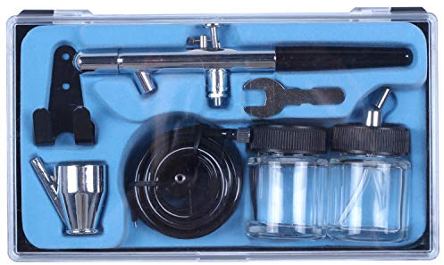 Siphon Feed Dual Action 0,35 mm airbrush kit sprayverktyg för smink, , konst, målning, tillfällig kropp med ett komplett luftrör med dubbla glasögon