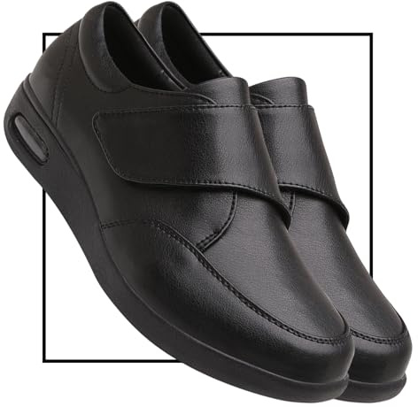 Scarpe per Anziani Donna Impermeabili in Pelle Scarpe con Piedi Larghi gonfi e Piedi Grassi Primavera Estate Traspirante Pelle Morbida Unisex (Color : Black, Size : 40 EU)
