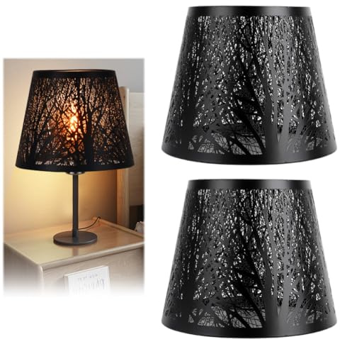 Gohytal Lampenschirm E27, Nachttisch Lampenschirm Vintage Ausgehöhlter Laubsägearbeiten Tischförmiger für Tischlampe Stehlampe Hängelampe für Schlafzimmer Wohnzimmer Hotel Cafe 2Pcs