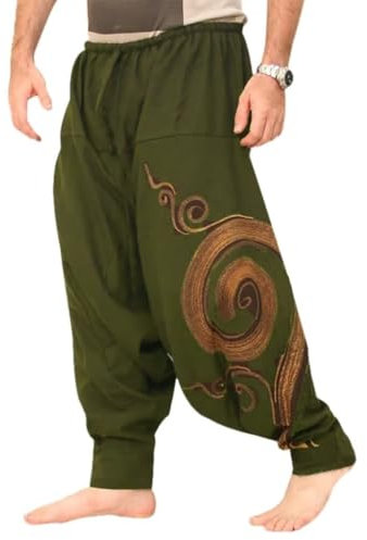 Taigood Männer Pluderhosen Bequeme elastische Taillenhosen Fashion Solid Color Casual Yoga Hippies Hosen Grün Größe L