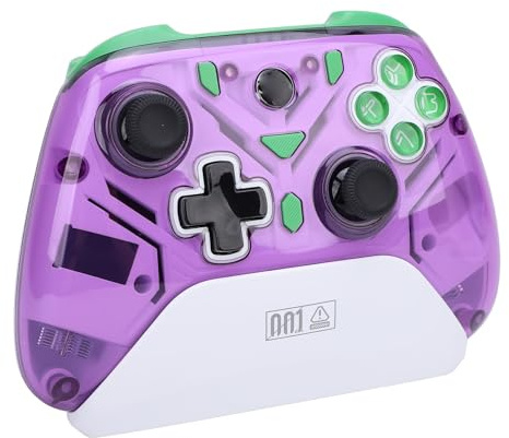 Interactive Screen Gaming Controller, Hall Effect Game Controller för PC, IOS, Android, Gamepad Joystick, Motion Sensing, RGB Light, Bluetooth & 2.4G Connection (PURPLE)