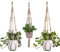 Makramee Blumenampel 3 Stück, Blumenampel hängend Innen, Hängender Blumentopfhalter, Hängetopf für Pflanzen mit Baumwollseil für Innen Außen Decken Balkone Wanddekoration, 88/90/92cm (Braun)