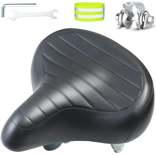 MaxEarn Selle de vélo pour homme et femme, large et douce, rétro, selle de vélo confortable avec gond à ressort résistant aux chocs, selle de vélo de rechange, pour vélo de ville, VTT, vélo