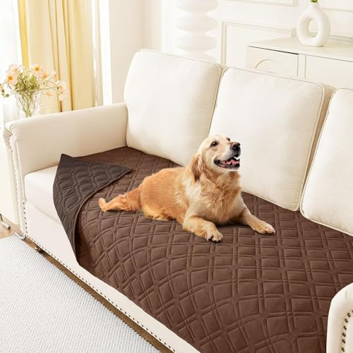 Homaxy Hundfilt vattentät, hundmatta utomhus, tvättbar, vändbar filt, hundfilt, mjuk kattfilt för soffa, säng, på vägen (175 x 75 cm, brun + choklad)