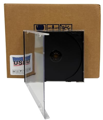 USDISC CD Jewel Cases Standard 10.4mm Heavyweight 90g, Single 1 Disc, Black, Pack of 100