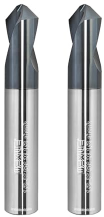 WEXWE Tools Chamfer End Mill,Drill Tip with Cutting Edge for Carving, Drilling and Chamfering Suit for Alloy Steel, Hardened Steel, 90 Degree 2 Flute(3/8-2.5-2CPS)