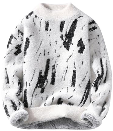 Maglioni Girocollo Uomo, Maglione Lavorato a Maglia Maglia Uomo Invernale Maglione da Uomo Maniche Lunghe Torsione a Girocollo a Maglia Grossa a Trecce Morbido Maglioni Cashmere Uomo Maglioncino