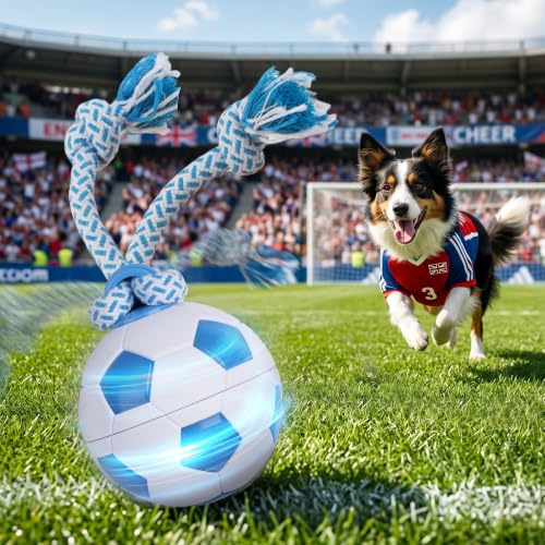 Pet Prime Jouet de Football Intelligent pour Chien, avec Laisse LED, 3 Modes de Jeu, Rechargeable par USB, Mode économie d'énergie Automatique