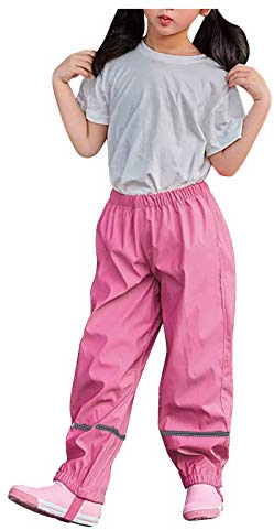 SKFLABOOF Combinaison de neige pour enfant - Pantalon de pluie pour enfant - Pantalon de pluie - Pantalon softshell léger - Pantalon de boue pour fille et garçon - Imperméable - 003 - Rose vif