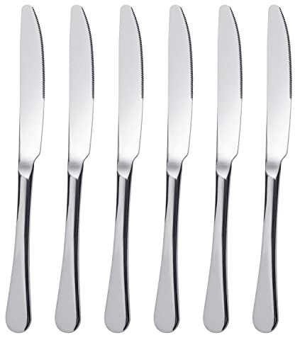 FOXAS 6 Stück Tafelmesser, 23CM Menümesser Edelstahl Rostfrei, Besteck Messer 6er Set, Menümesser Poliert, Spülmaschinengeeignet, Besteckmesser Serie Bon Appétit