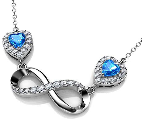 DEPHINI - Collana Cuore Argento 925 per Donna, Ciondolo con Zirconia Cubica, Gioielli Raffinati da Ragazza, Idea Regalo Originale Compleanno e Anniversario, Confezione Regalo Inclusa (Infinito Blu)