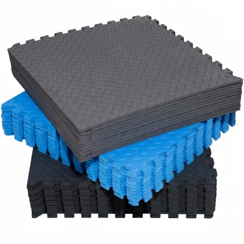 Fitem Dalles en Mousse EVA Environnemental – Tapis de sport Puzzle - Protection Sol - Garage - Tatami - Piscine - Fitness - Musculation – Gym – 63 x 63 x 1 cm ou 44 x 44 x 1 cm