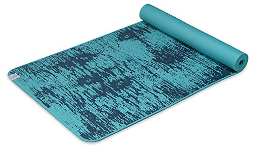 Gaiam Yogamatte, Insta-Grip, 6 mm, extra dick und dicht, strukturiert, rutschfeste Übungsmatte für alle Arten von Yoga und Bodentraining, 172,7 cm L x 61 cm B x 6 mm Dicke, Cove Blue