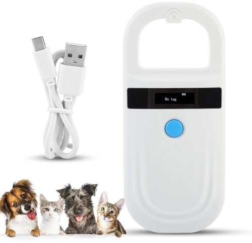 Haustier ID Leser, Wiederaufladbare Haustier Microchip Scanner Haustier Chip ID Scanner Tier Handheld Leser Haustier Tag Anzeige für ISO 11784/11785, FDX-B und EMID, Haustier Tag Scanner für Tier