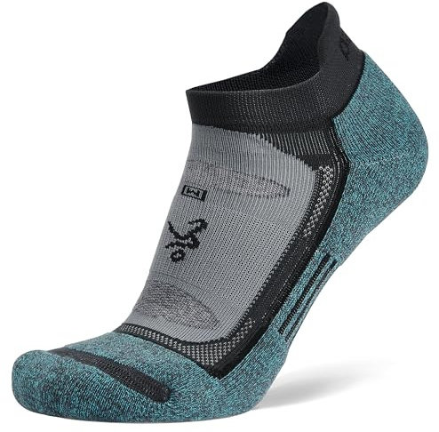 Balega Blister Resist Performance No Show Athletic Running Socks for Men and Women (1 Pair), Grey/Blue, Large