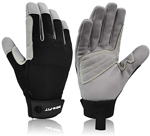 Intra-FIT Guantes de escalada de piel sintética, guantes de trabajo, protección contra la abrasión, escalada y deportes de cuerda para rapel, montañismo, aventura, deportes al aire libre, rescate.