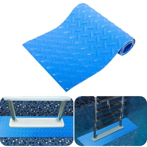 16x36 inches Swimming Pool Ladder Mat Protective Swimming Pool Step Pad for Above Ground Swimming Pool Ladder Pad Vinyl Non-Slip Pool Liner