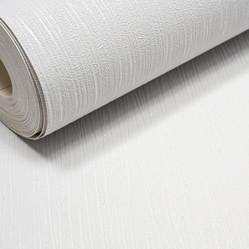 Grandeco Plain Light Grey Crystal Metallic Silver Glitter Thick Textured Vinyl Wallpaper