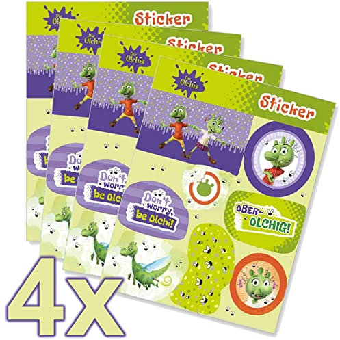 32-teiliges Sticker-Set * DIE OLCHIS * für Kindergeburtstag und Mottoparty | Olchi Kinder Aufkleber Party Set
