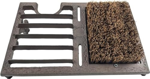 NATUHYZ Outdoor Heavy Duty Rustic Cast Iron Shoe Brush Rustic Boot Brush Boot Scraper with Brush for Home Porch Garden Farmhouse All Weather Outdoor Shoe Scraper and Boot Puller with Angled Design