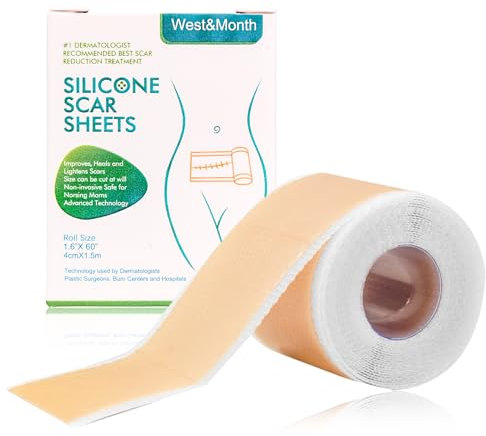 aeaean Silikon Narbenpflaster Sonnenschutz Pflaster für Narben scar Tape Geeignet Wird für Operationsnarben, Keloide, Akne usw,Verwendet und ist Wiederverwendbar (4 * 150 CM)