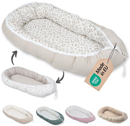 Reducteur de lit bébé ULLENBOOM Leo (55 x 95 cm) Cocon bébé, Nid de bébé, nid en coton, utilisable comme coussin pour bébé e cale bebe