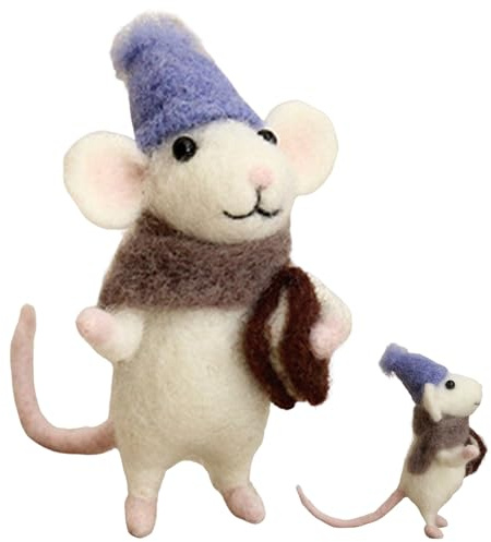 Walopola Filzen Starterset, Nadelfilz Set für Anfänger, Tier Nadelfilz Set mit Werkzeugen, Nadelfilz Kit Wollfilz Tier Kit Nadelfilzmaterial Starter Kit, Mäuse-wollfilz-zubehör, Bastel-nadelfilz-set