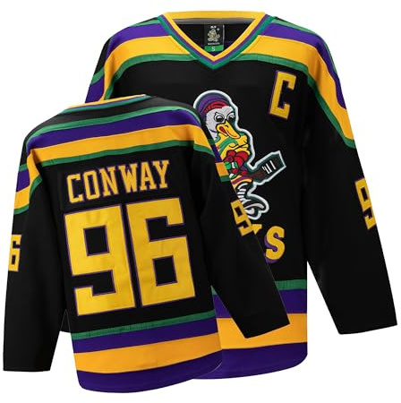 Mighty Ducks Jersey Movie Ice Hockey Jersey Black S-L Adam Banks #96 with Youth Size, 90S Hip-Hop Party Outfits for Kids (Medium)