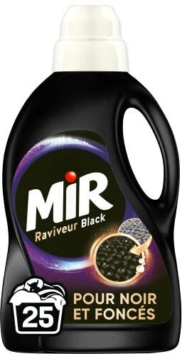 Mir Black Ravive & Répare – 25 Lavages (1.5L) – Lessive Liquide Spéciale Linge Noir – Raviveur de Noir
