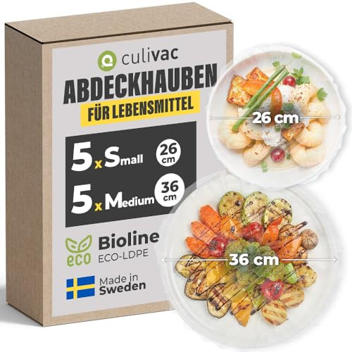 culivac Film Alimentaire Reutilisable – Charlotte Alimentaire Reutilisable – Couvre Plat Reutilisable pour Conservation des Aliments – 5 x 26 cm, 5 x 36 cm – Lot de 10
