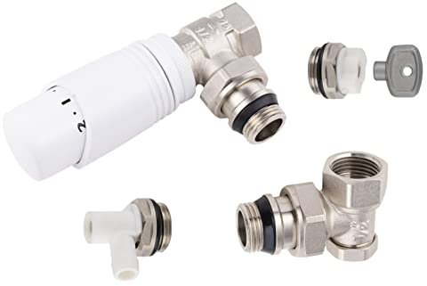Kit Termostático para Radiador Niquelado 1/2 | Control de Temperatura Preciso | Incluye Válvula, Cabezal y Llave de Purga | NOYON & THIEBAULT