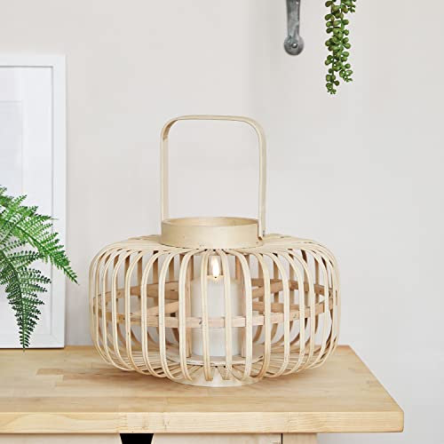 Lights4fun 21cm Bambus Laterne mit TruGlow® LED Kerze Innen Deko Zimmerdeko