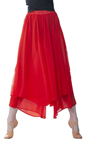 Angcoco Women's Loose Fit Double Layered Side Slit Chiffon Pants for Dance Training
