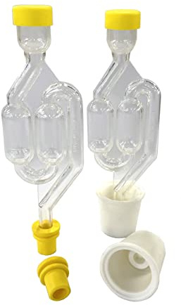 North Mountain Supply Italian Twin Bubble Fermentation Airlock with Grommet and Universal Carboy Bung – 2 Pack for Home Brewing and Wine Making